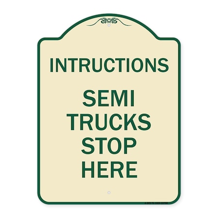 Signmission Truck Instructions Semi Trucks Stop Here Heavy-Gauge Aluminum Sign, 24" x 18", TG-1824-22788 A-DES-TG-1824-22788